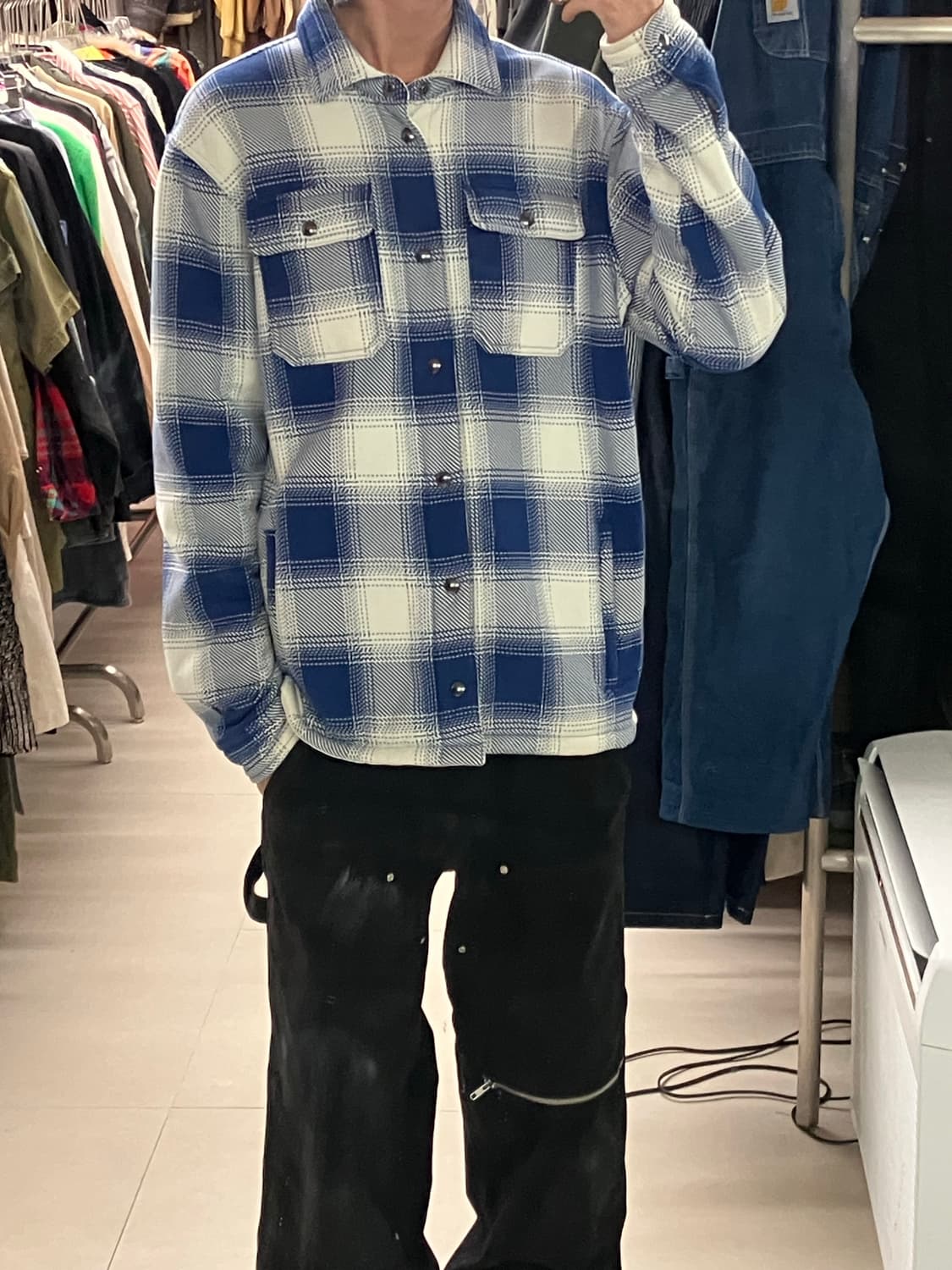 폴로 랄프로렌 블루체크 플래드 플리스 양털 자켓 L 상품이미지8