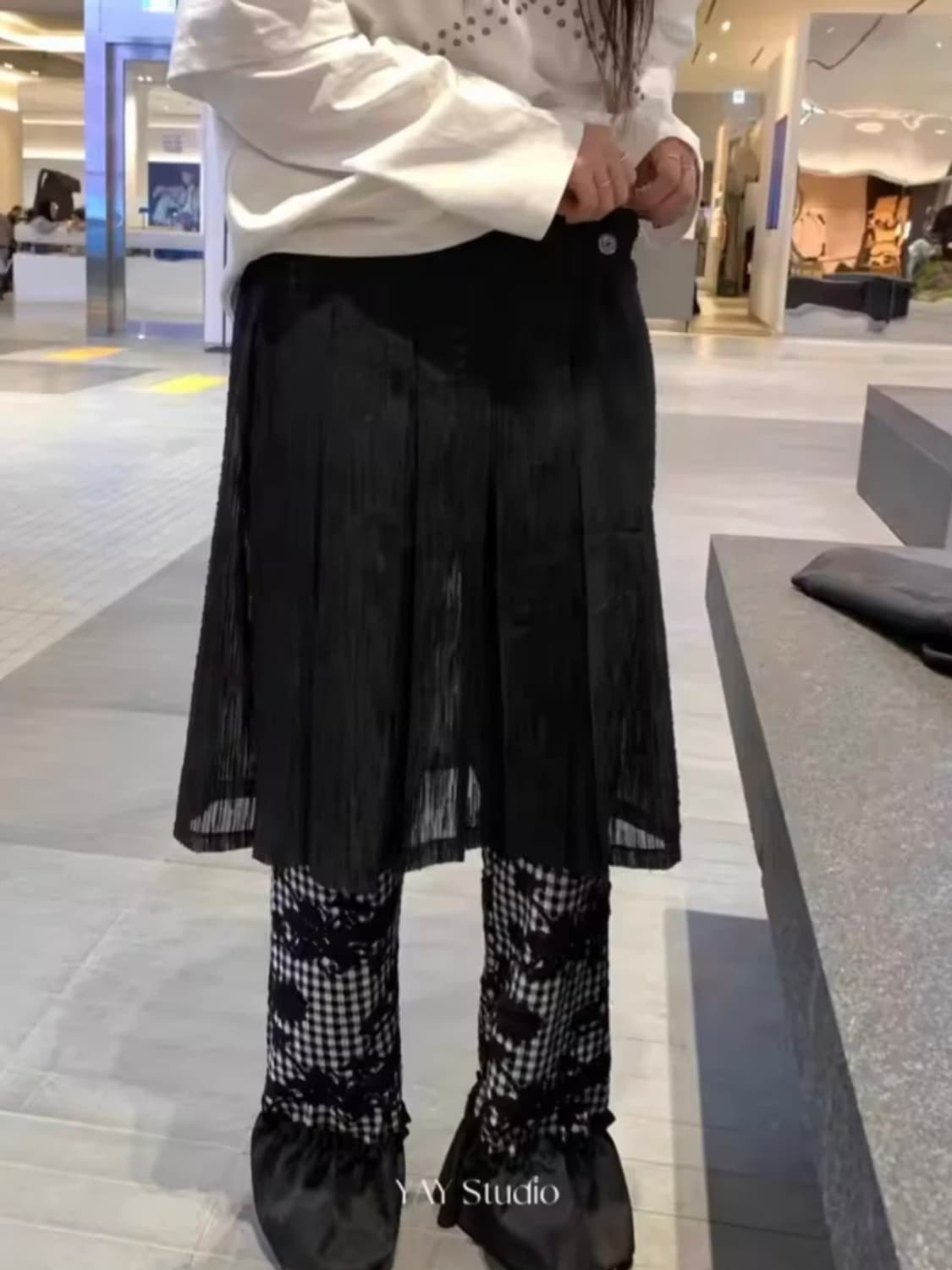 레이어드 플리츠 랩 스커트 상품이미지3