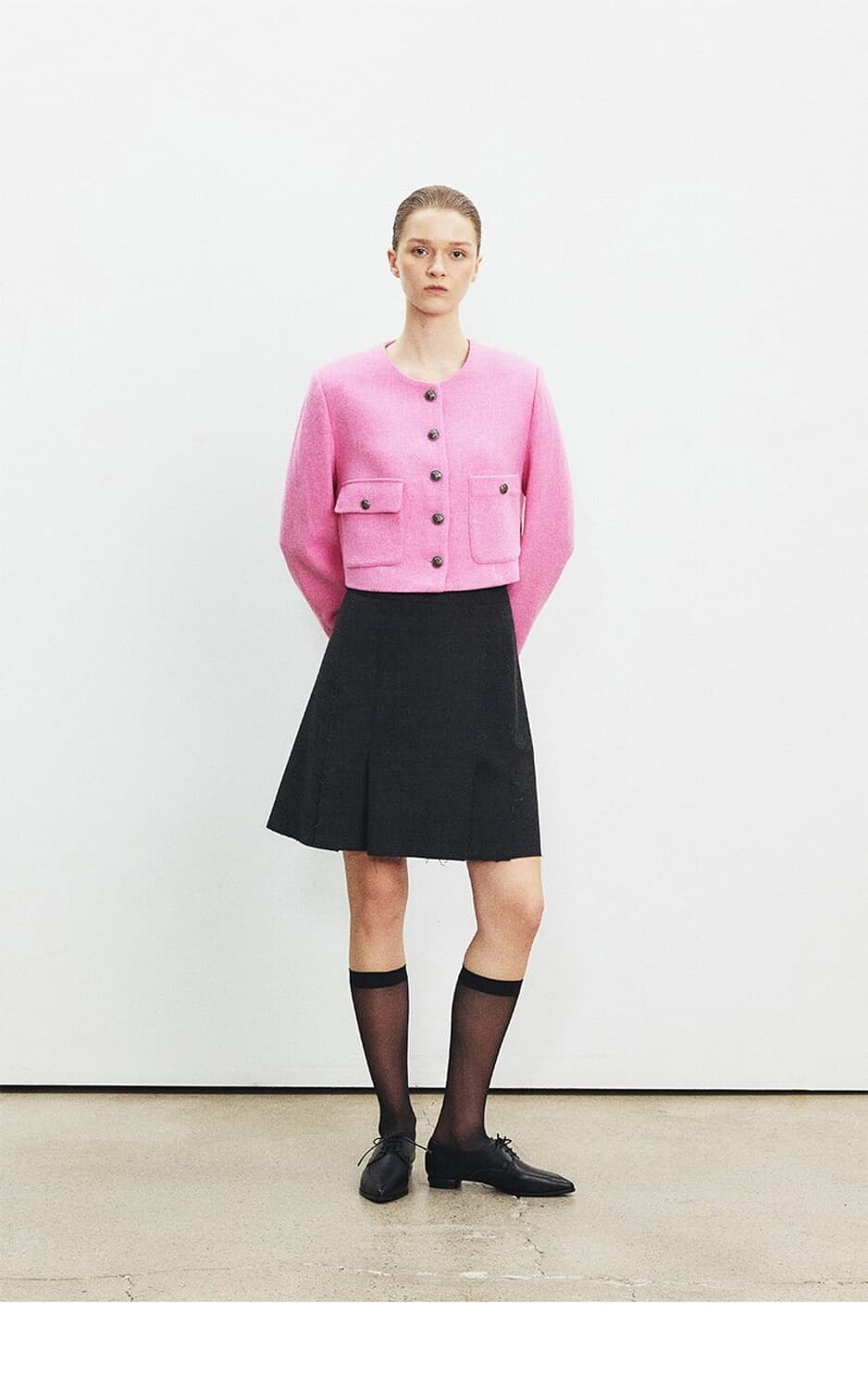 조이그라슨 핑크 트위드 크롭자켓 / 미니스커트 세트 (M사이즈) 상품이미지3