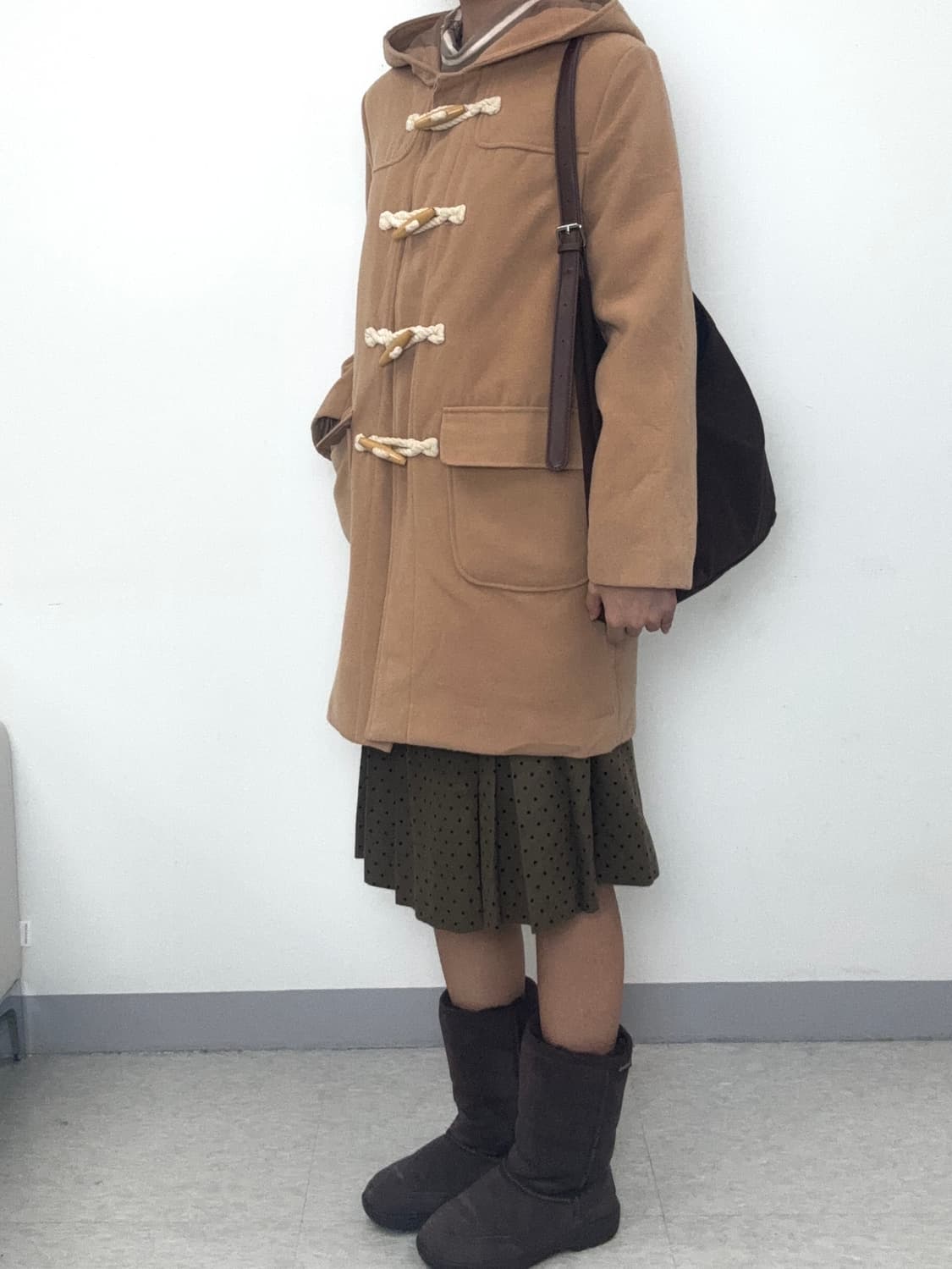 빈티지 베이지 후드 더플 코트 상품이미지6