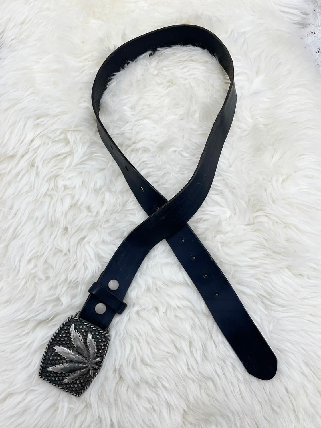 마리화나 메탈 리얼레더 버클 벨트 상품이미지2