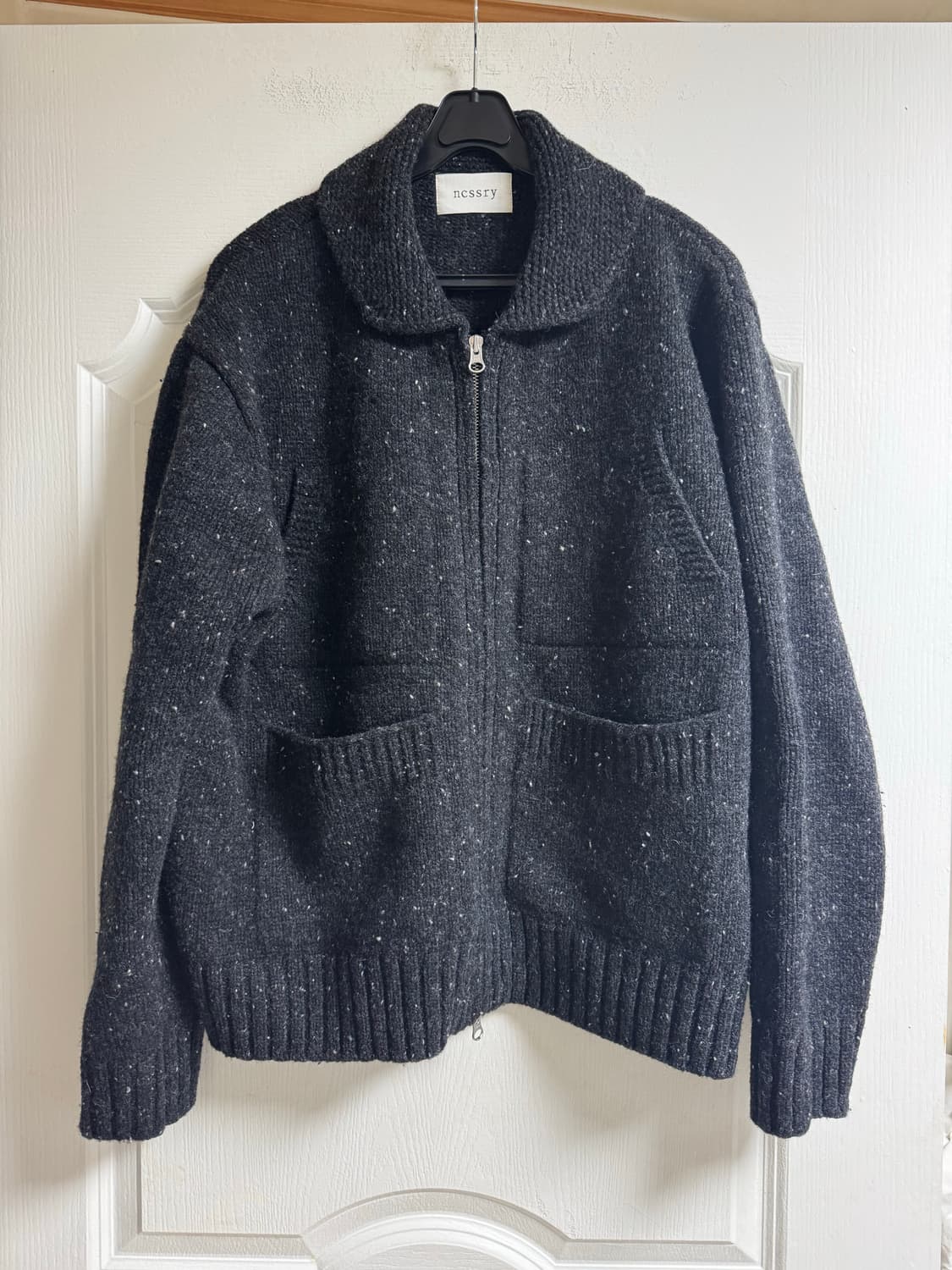 네세서리 4포켓 니트집업 가디건 차콜 상품이미지2