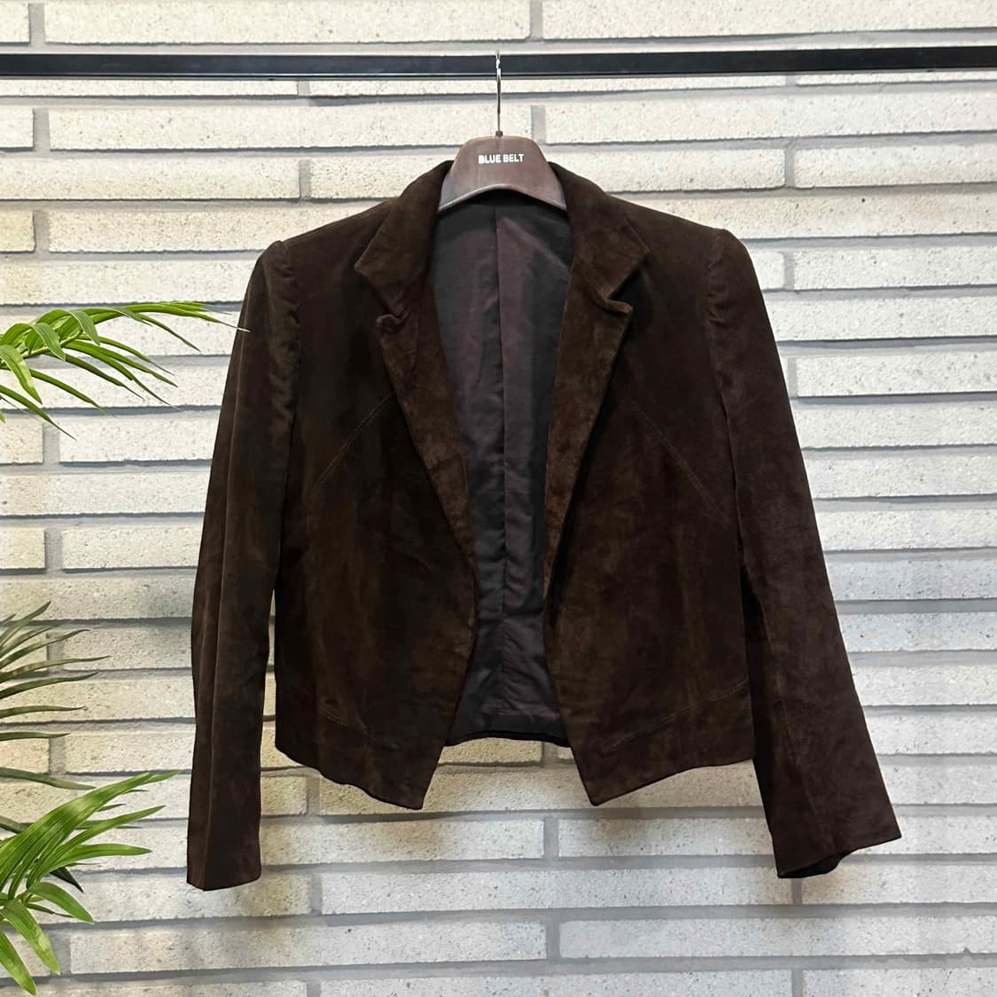 JPN VINTAGE 스웨이드 레더 블레이저 자켓 노버튼 디테일 브라운 상품이미지2