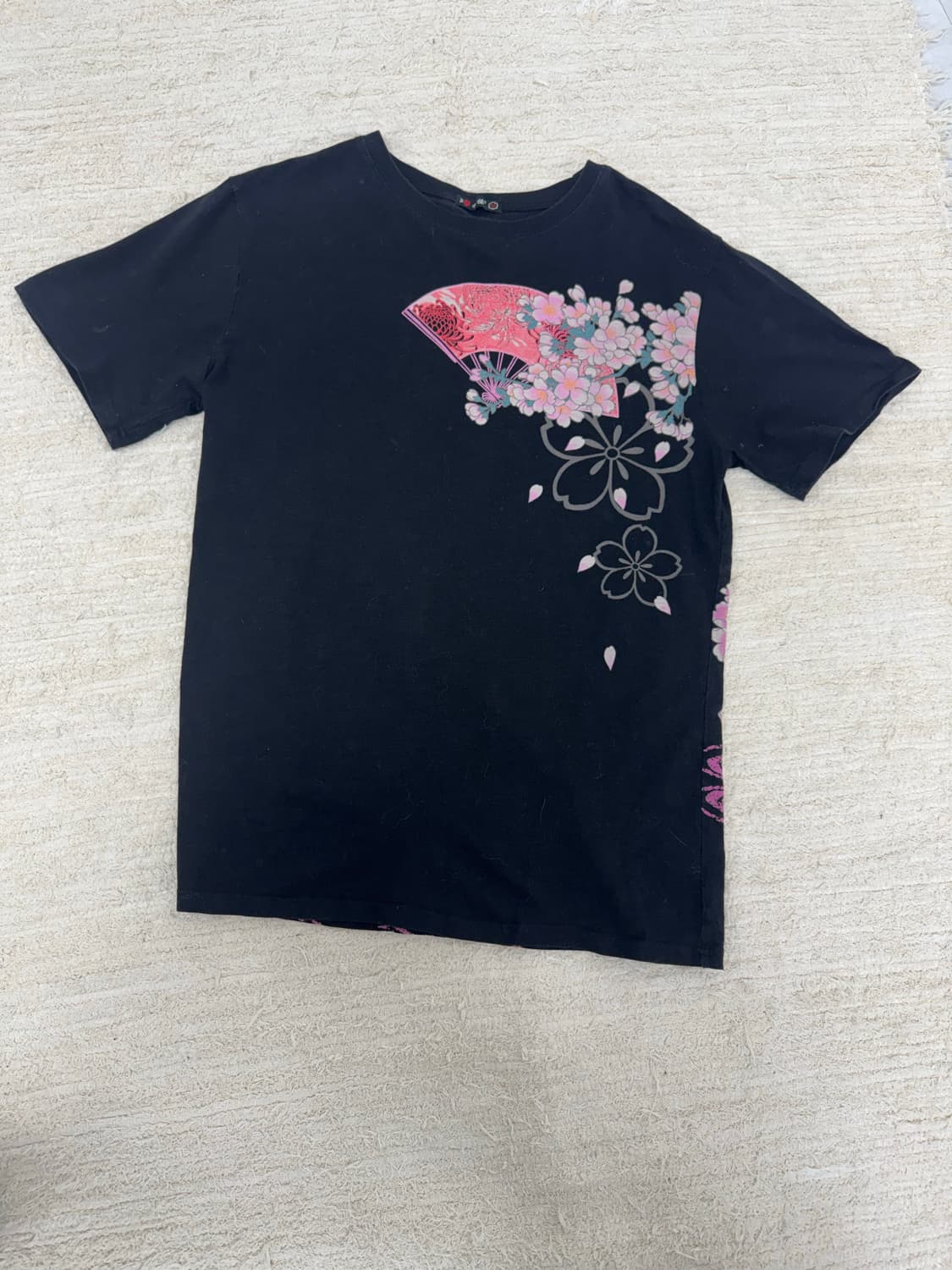 •Japanese Vintage잉어 & 사쿠라 그래픽 반팔 티셔츠 상품이미지1