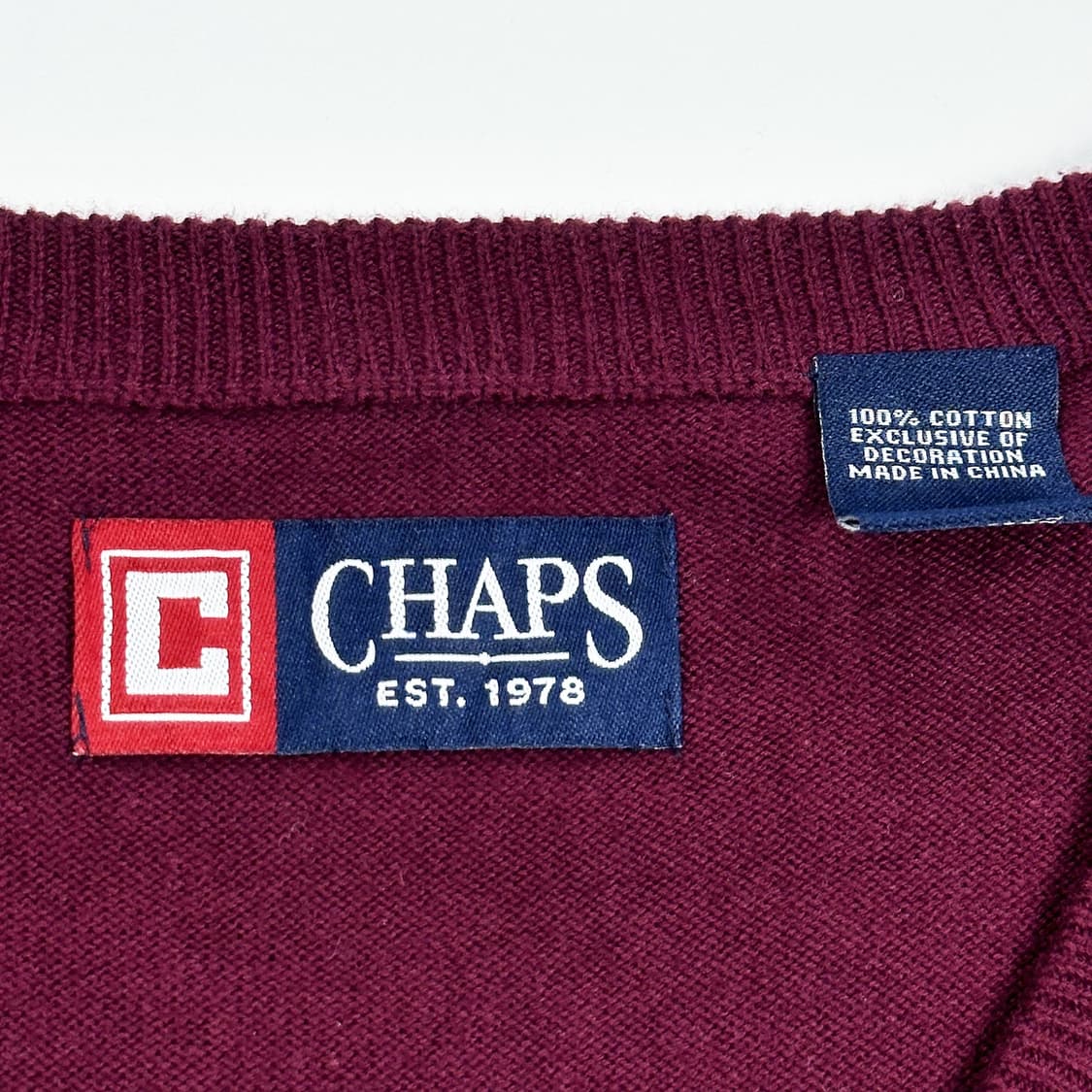 폴로 챕스 브이넥 버건디 니트 조끼 (실측 L) 상품이미지4