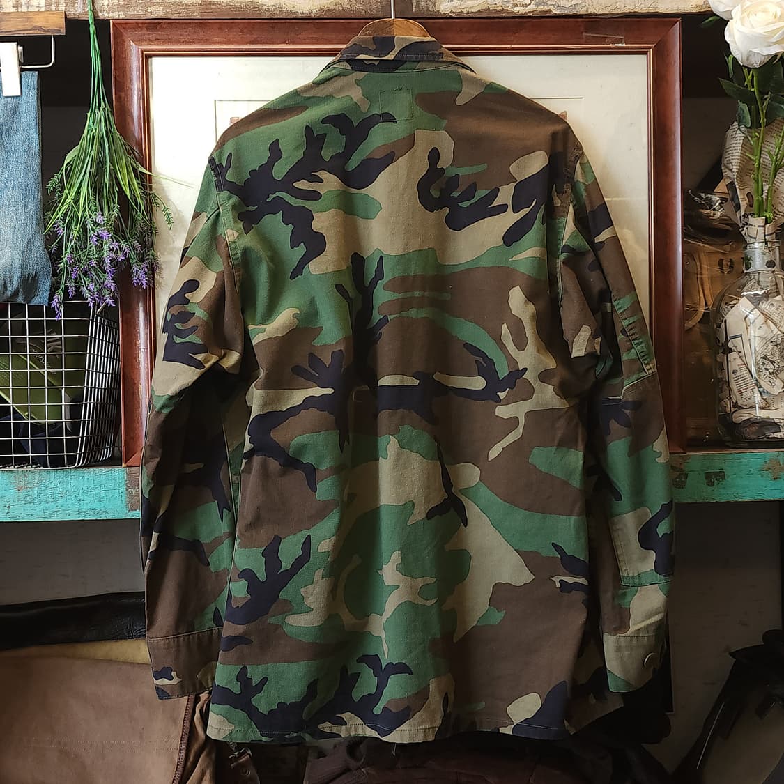 90s 미군 BDU 카모셔츠 우드랜드 미디움 레귤러 부대패치 상품이미지3