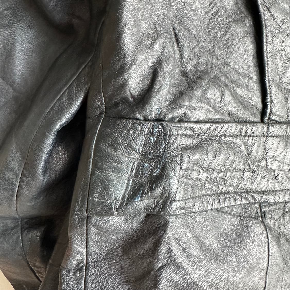 70s VTN inderstries 프렌치 파이어맨 하이넥 레더 코트 상품이미지4