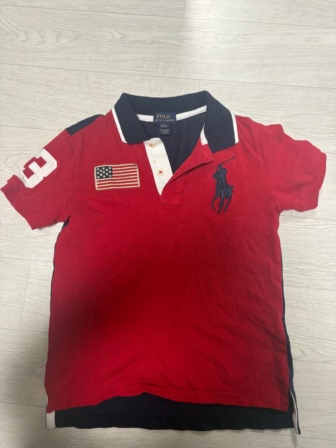 폴로 딱붙핏 성조기 카라티 반팔 상품이미지1