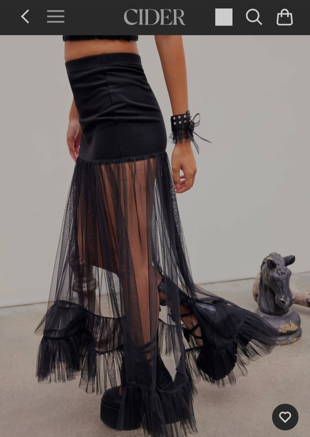 사이다 망사블랙 캉캉 롱 스커트 상품이미지4