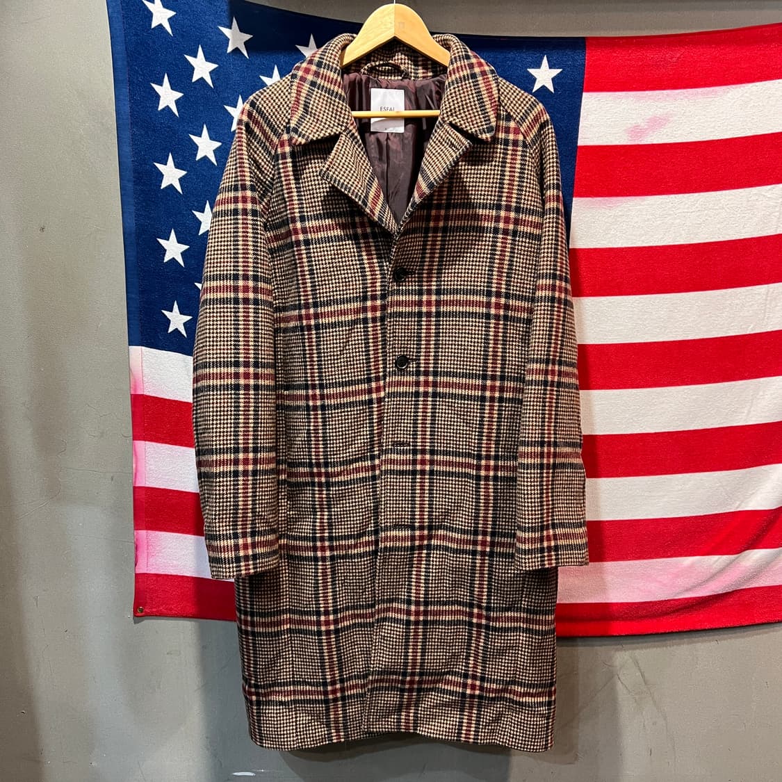 ESFAI 체크 롱 코트 상품이미지1