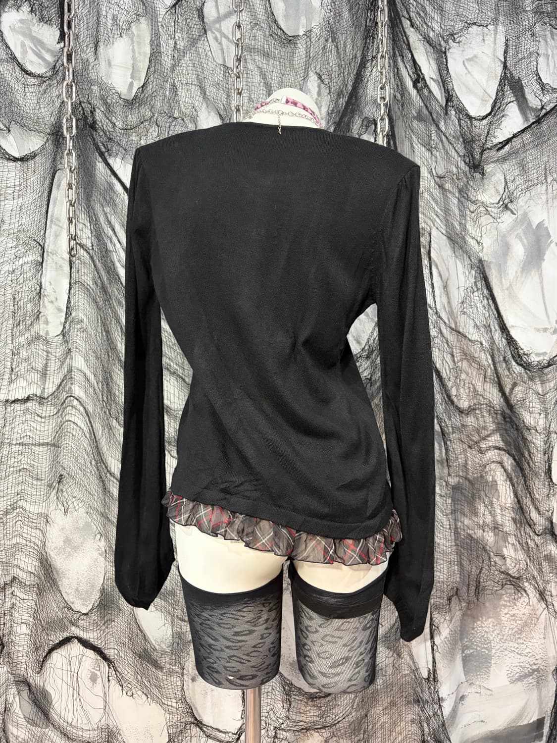 Y2k kitsch Gyaru lace frill knit long sl 상품이미지7