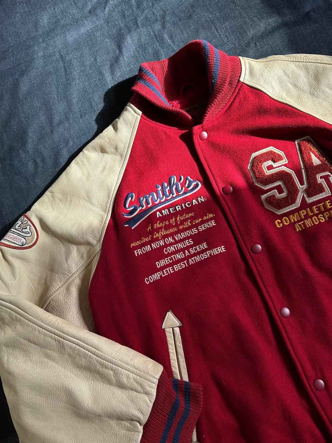 Smith American 빈티지 레더암 울 바시티 자켓 상품이미지2