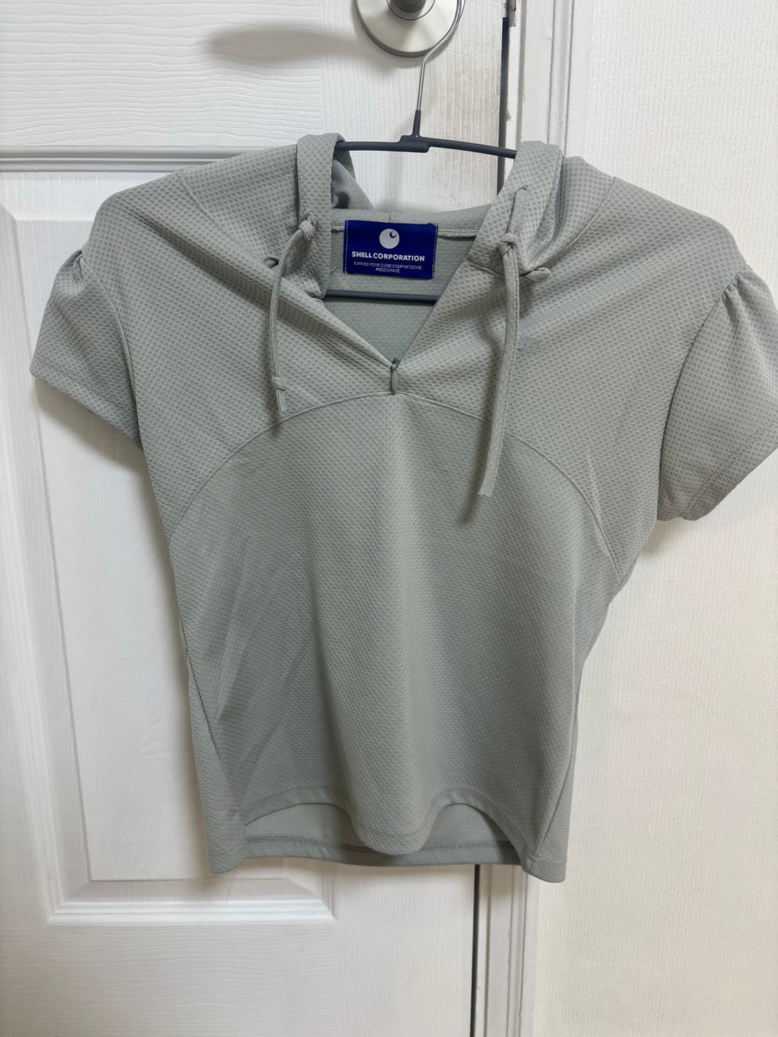 민트그레이 매쉬 후드 반팔티 상품이미지1