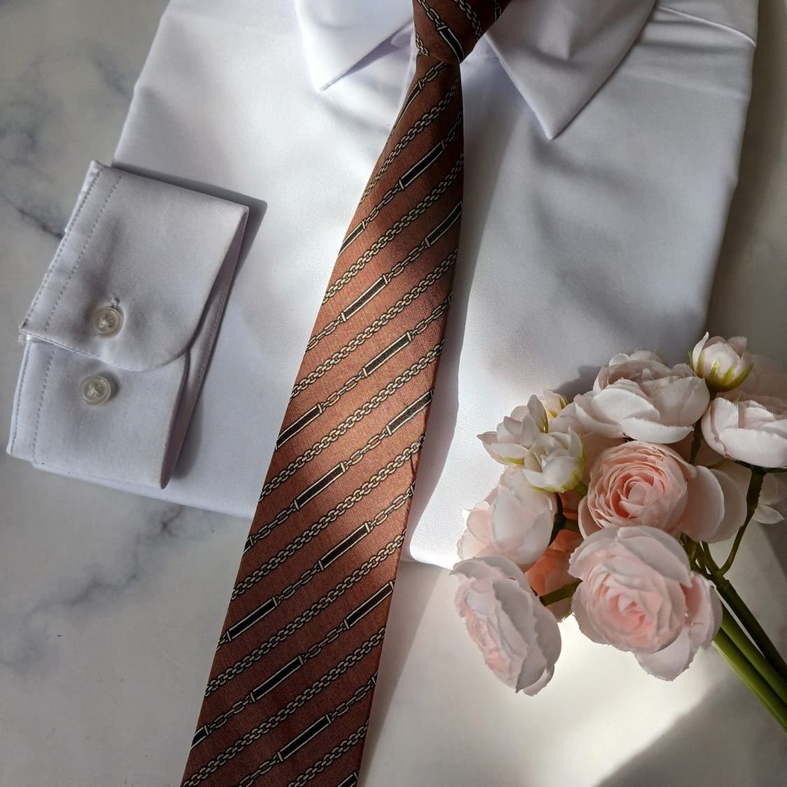 발리 실크 울 체인 패턴 넥타이 8.1cm B등급 A19648 상품이미지5