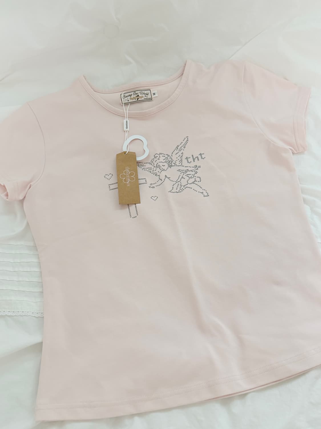 쓰리타임즈 엔젤 반팔티 핑크  상품이미지2