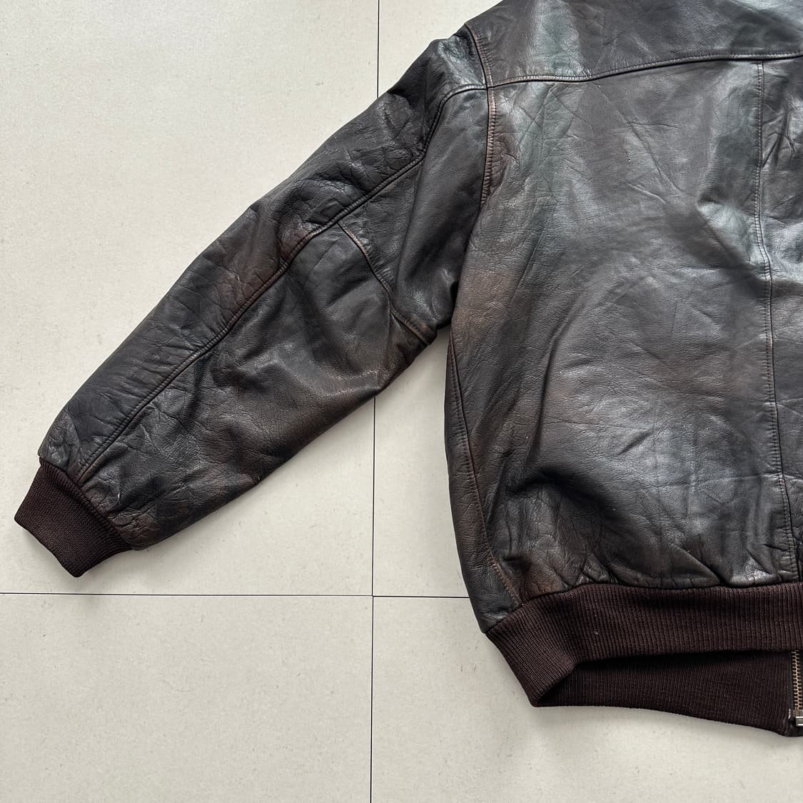 80s L.L Bean A-2 엘엘빈 레더 가죽 자켓 L 탈론 지퍼 상품이미지9