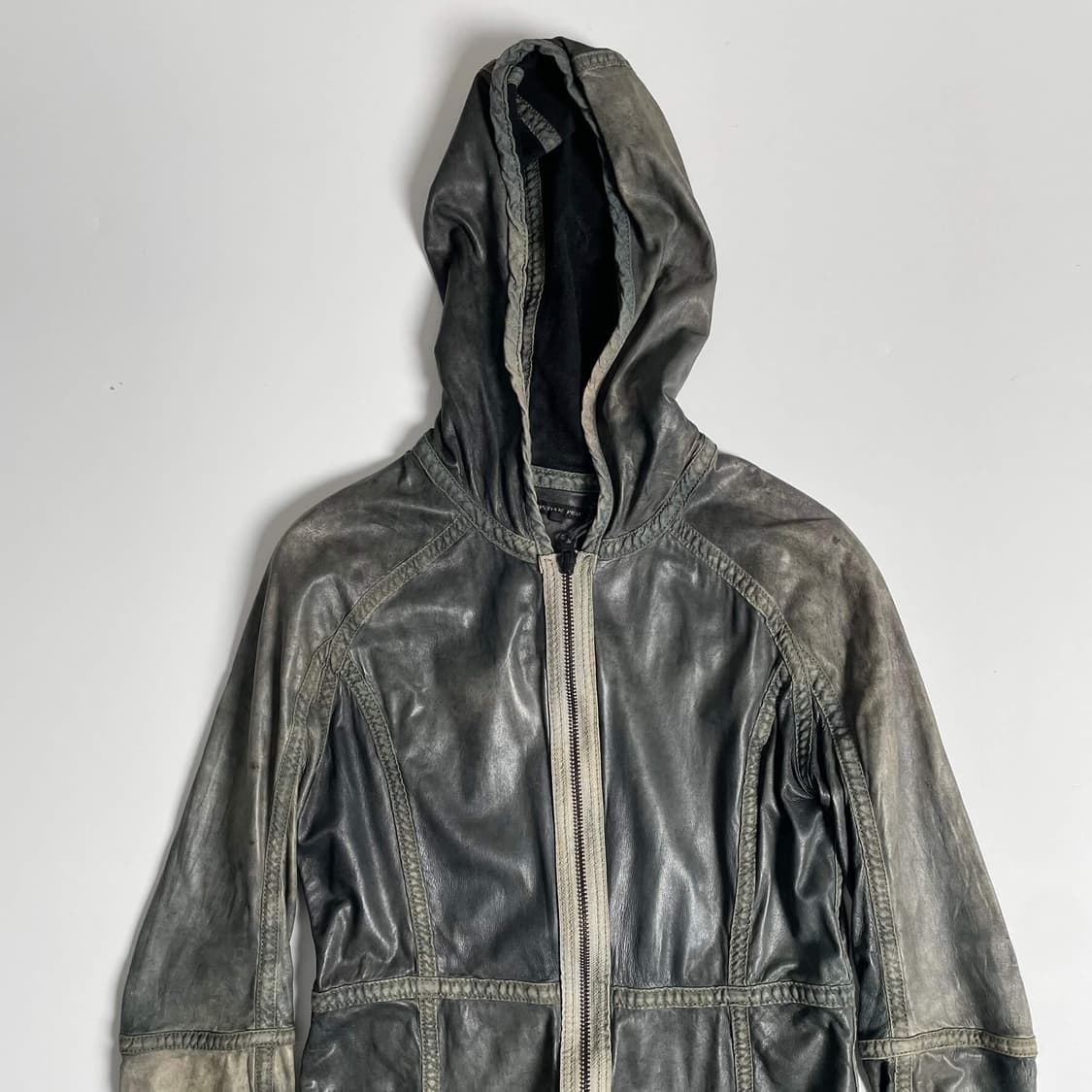 Christian peau 레더 블럭 집업 후드 상품이미지2