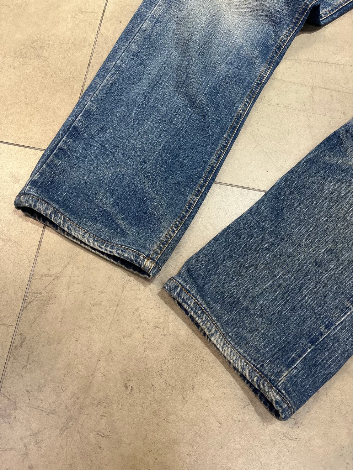 Evisu jeans 무지개 스티치 빈티지 워싱 와이드 데님 팬츠 상품이미지3