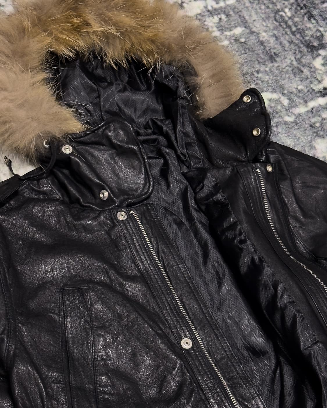 {Unknown} Pig Leather Racoon Fur Parka   상품이미지6