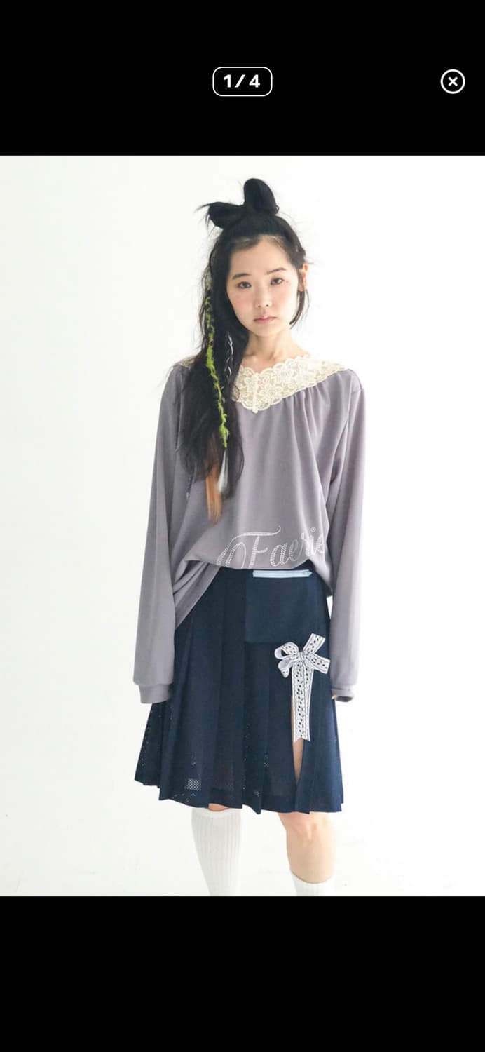 사요) 샵페어리 레이스 브이넥 셔링탑 상품이미지1