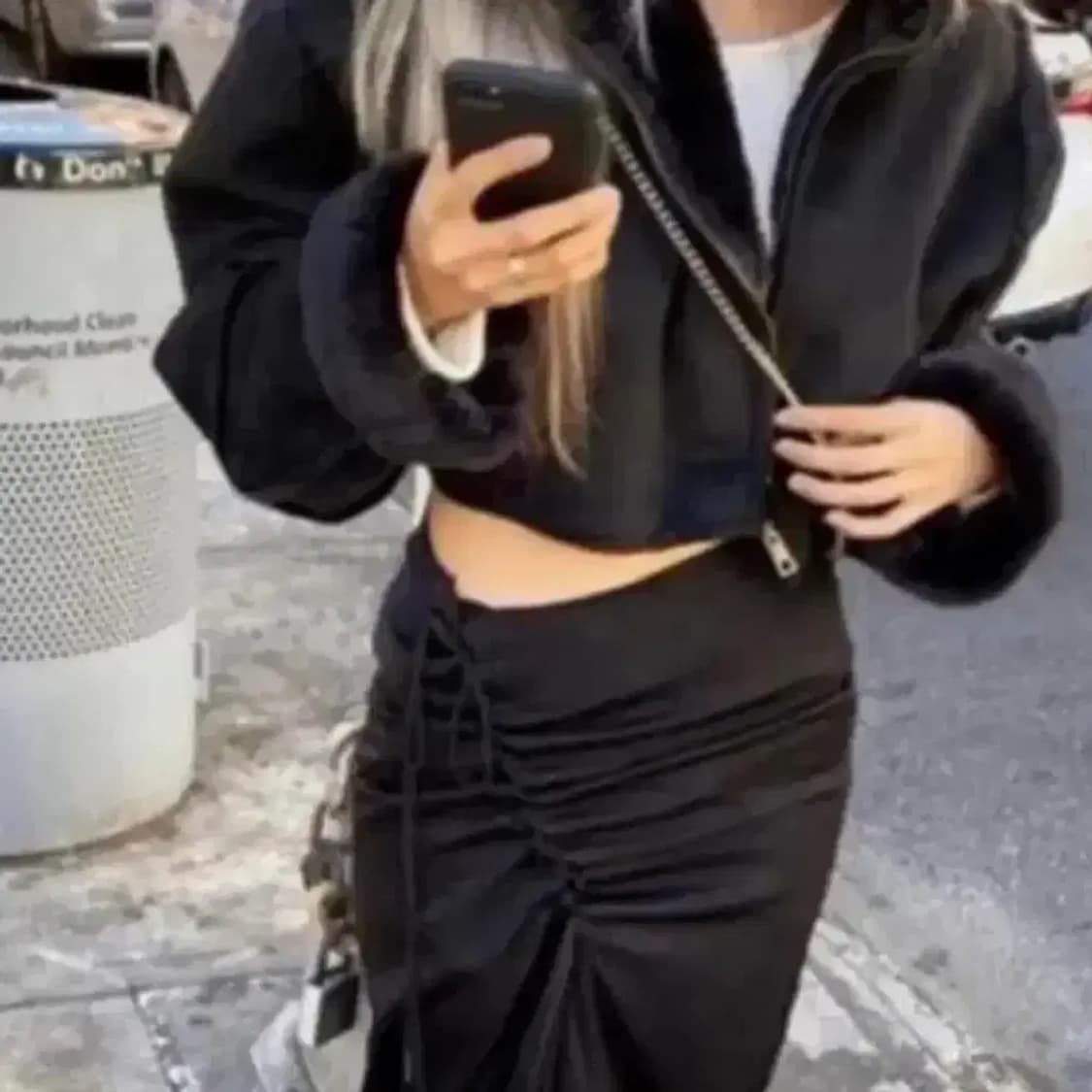 쓰리타임즈 크롭 무스탕 상품이미지2