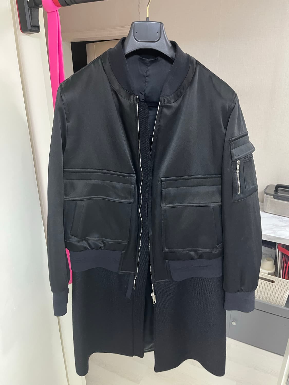 닐 바렛 / 항공 자켓 레이어드 코트 / 블랙 / 사이즈 M 상품이미지3