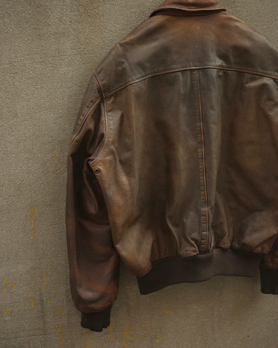 80s 90s L.L.bean 에이징 고트스킨 a-2 레더 자켓 상품이미지6