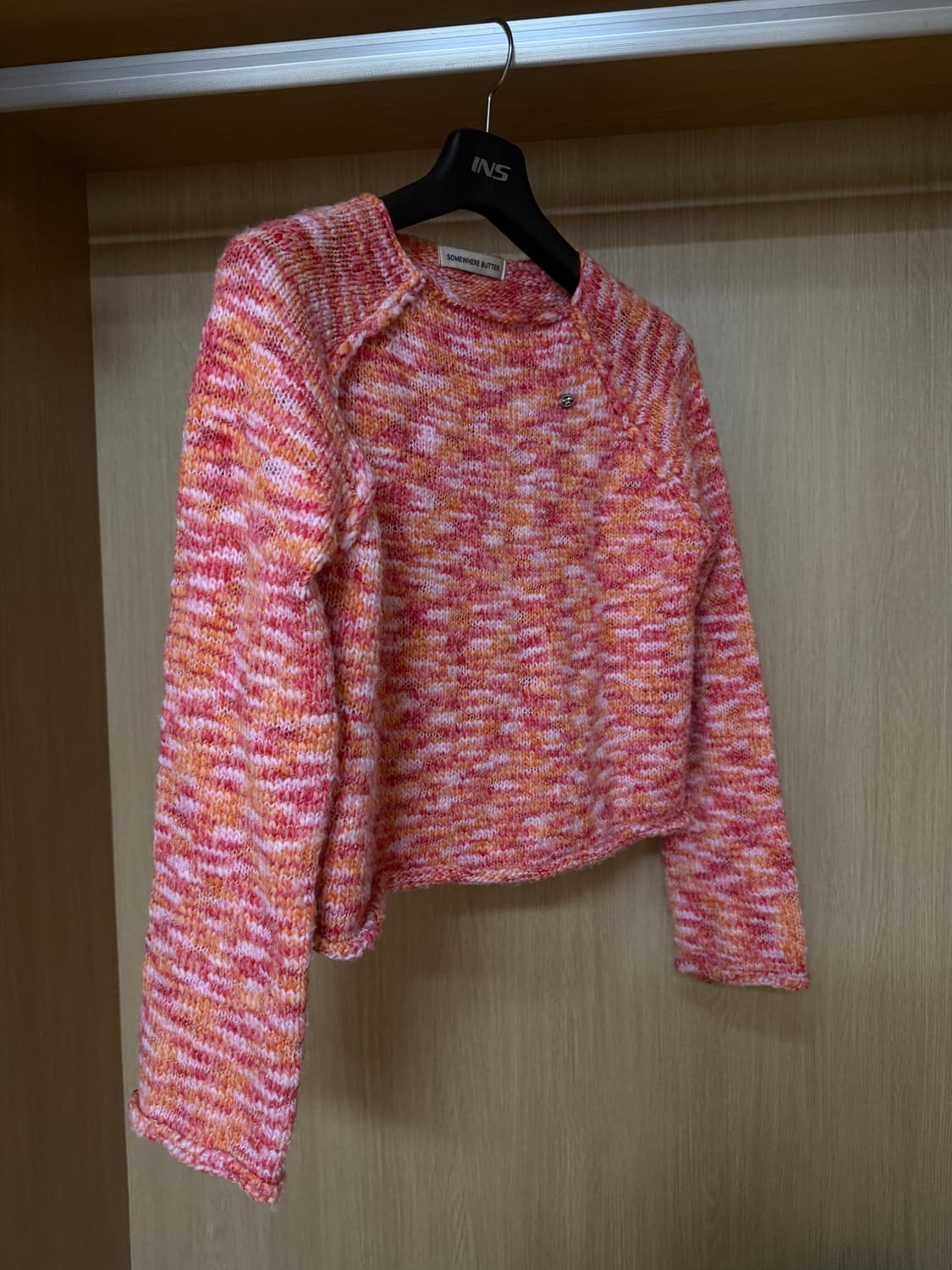 썸웨어버터 믹스 래글런 니트 레드  상품이미지3