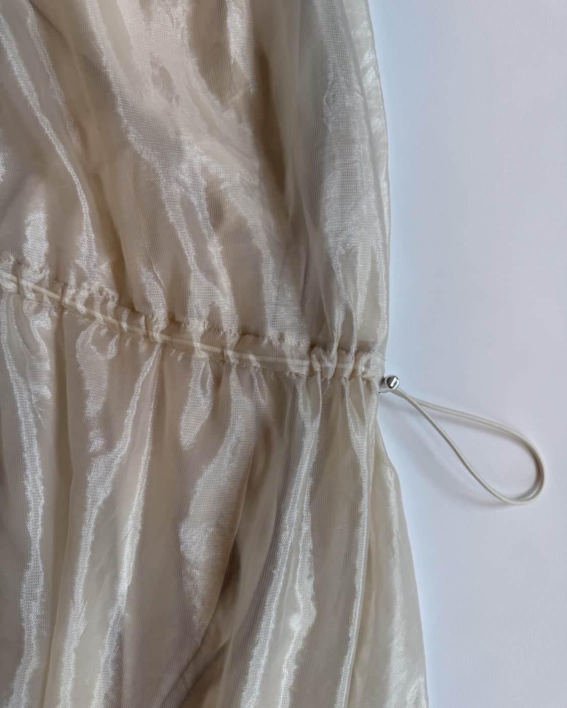 Beige Sheer Shirring Drawstring Skirt  상품이미지3
