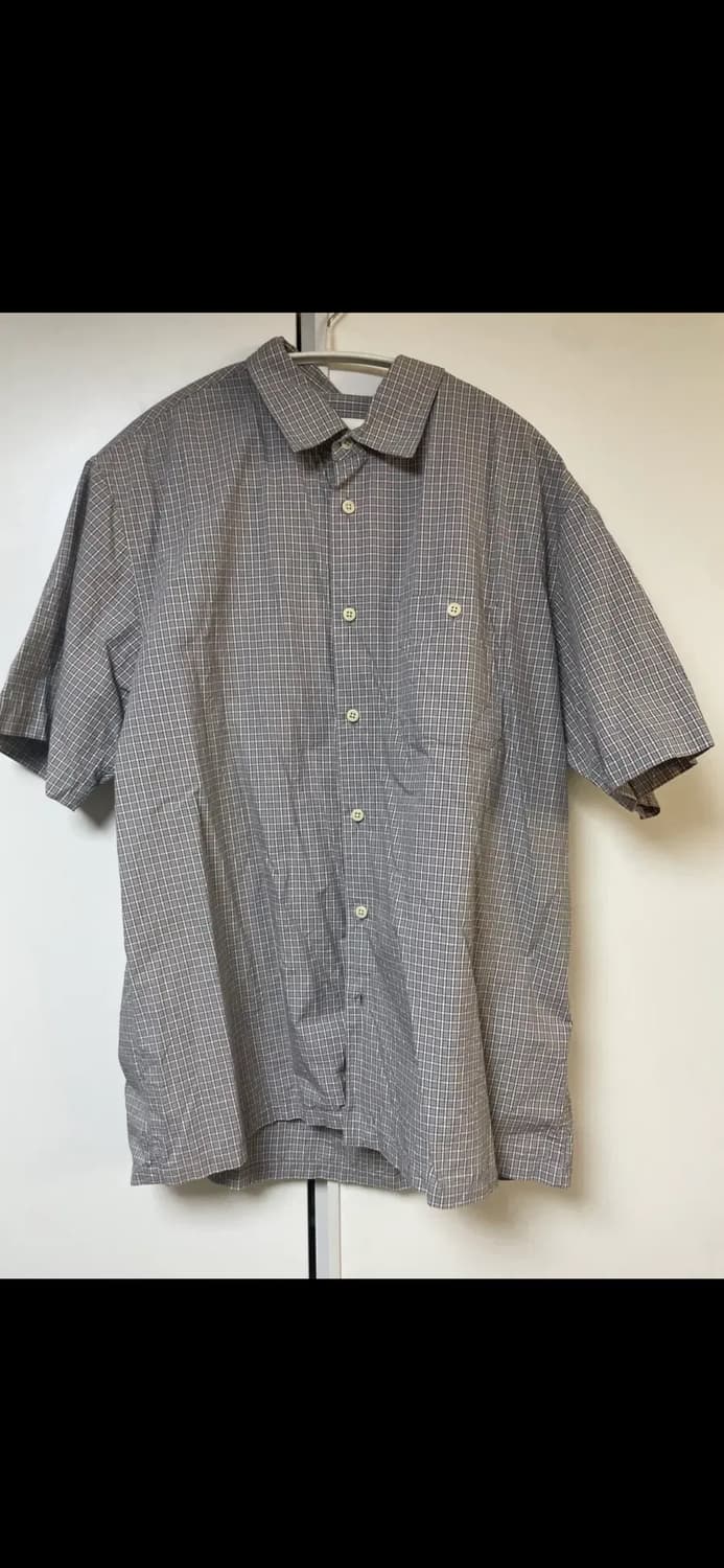 [2] 카키스 보더 체크 셔츠 그레이 상품이미지1