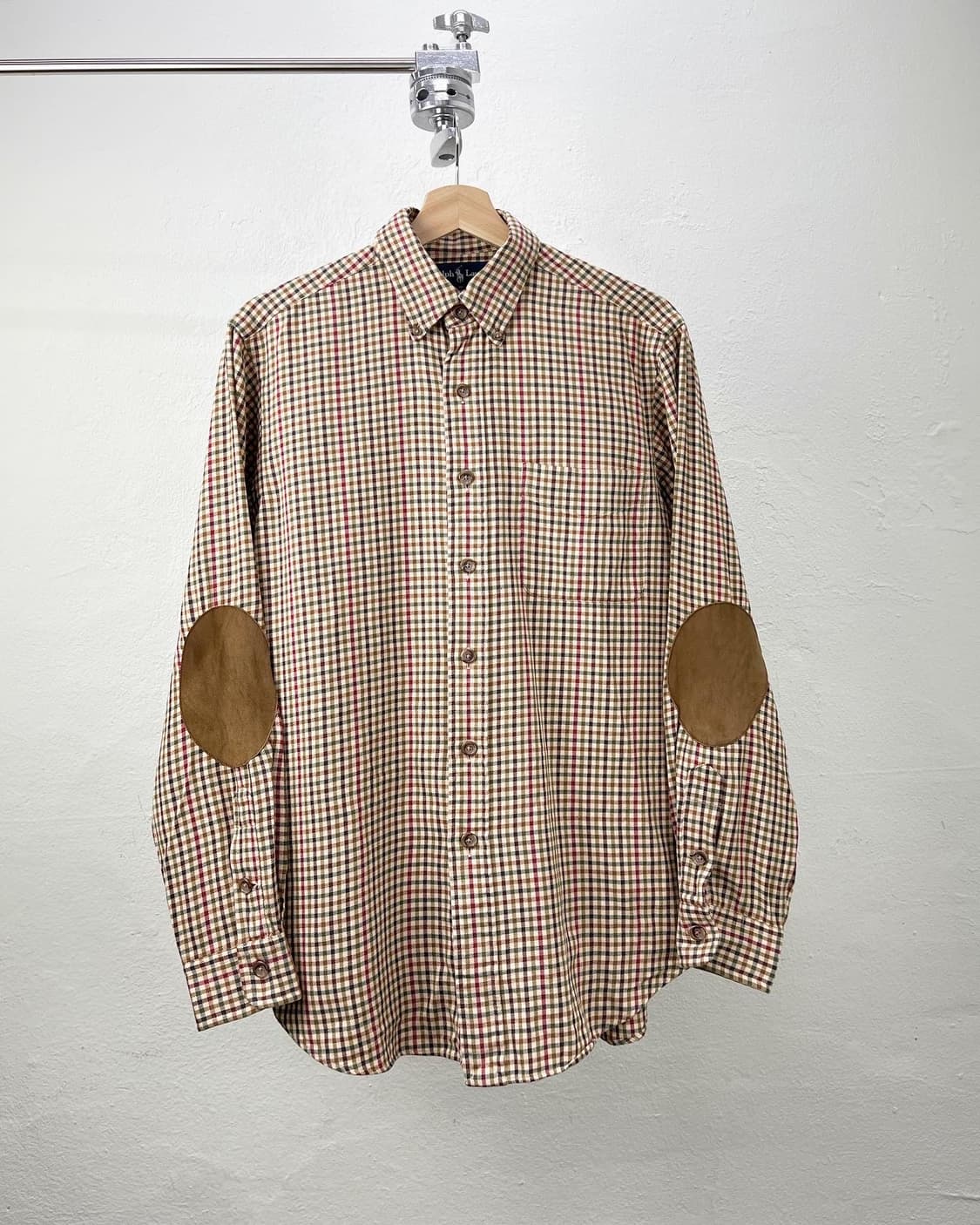 폴로 랄프로렌 베이지 체크 엘보패치 셔츠 상품이미지1