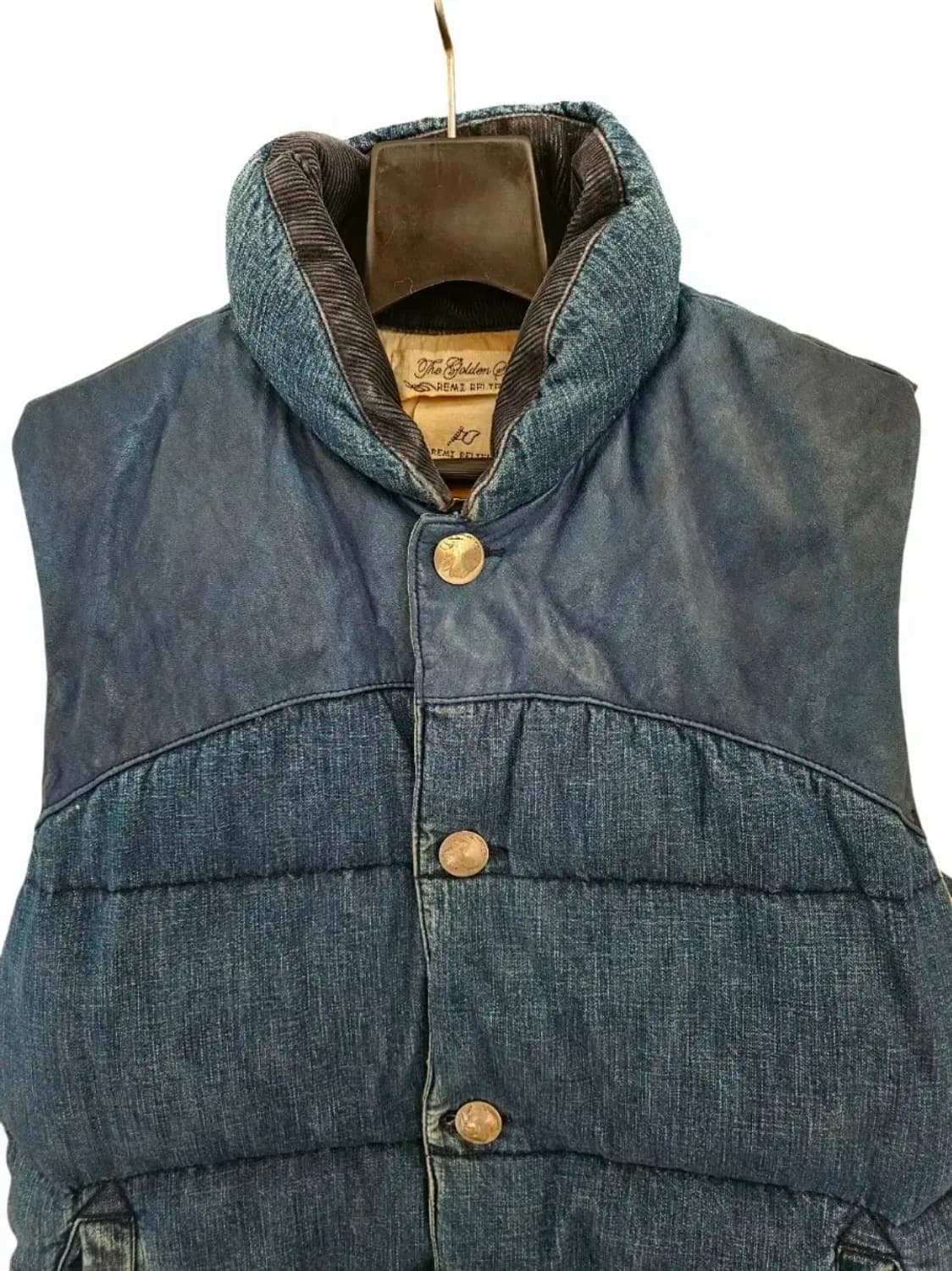 레미 릴리프 인디고블루 데님 가공 다운베스트 비즈빔 스타일 상품이미지3