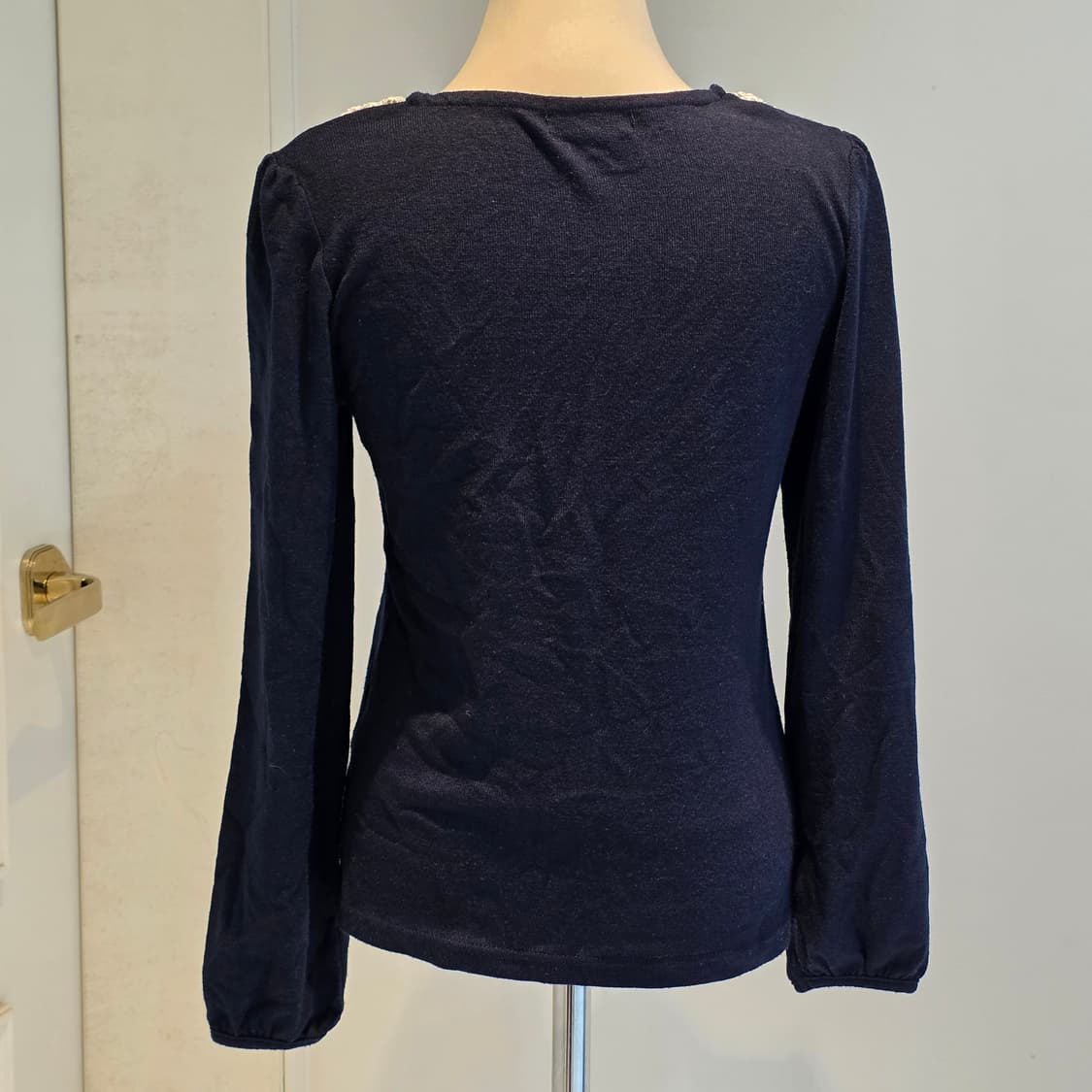 공겜여주st모리걸 레이스 네이비 로걀 블라우스 상품이미지5