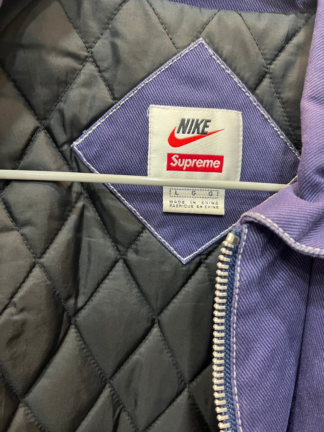 (L) 슈프림 x 나이키 더블 집 퀼티드 워크 재킷 네이비 (18FW) 상품이미지3