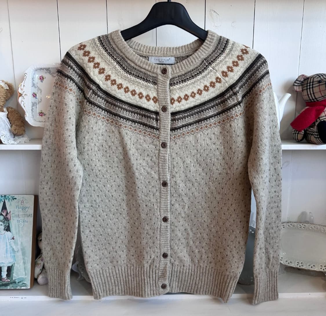 패턴 울 가디건 베이지 상품이미지5