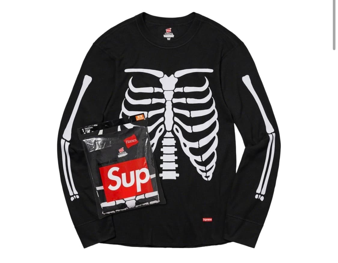Supreme Hanes Bones Thermal Crew Black  상품이미지1