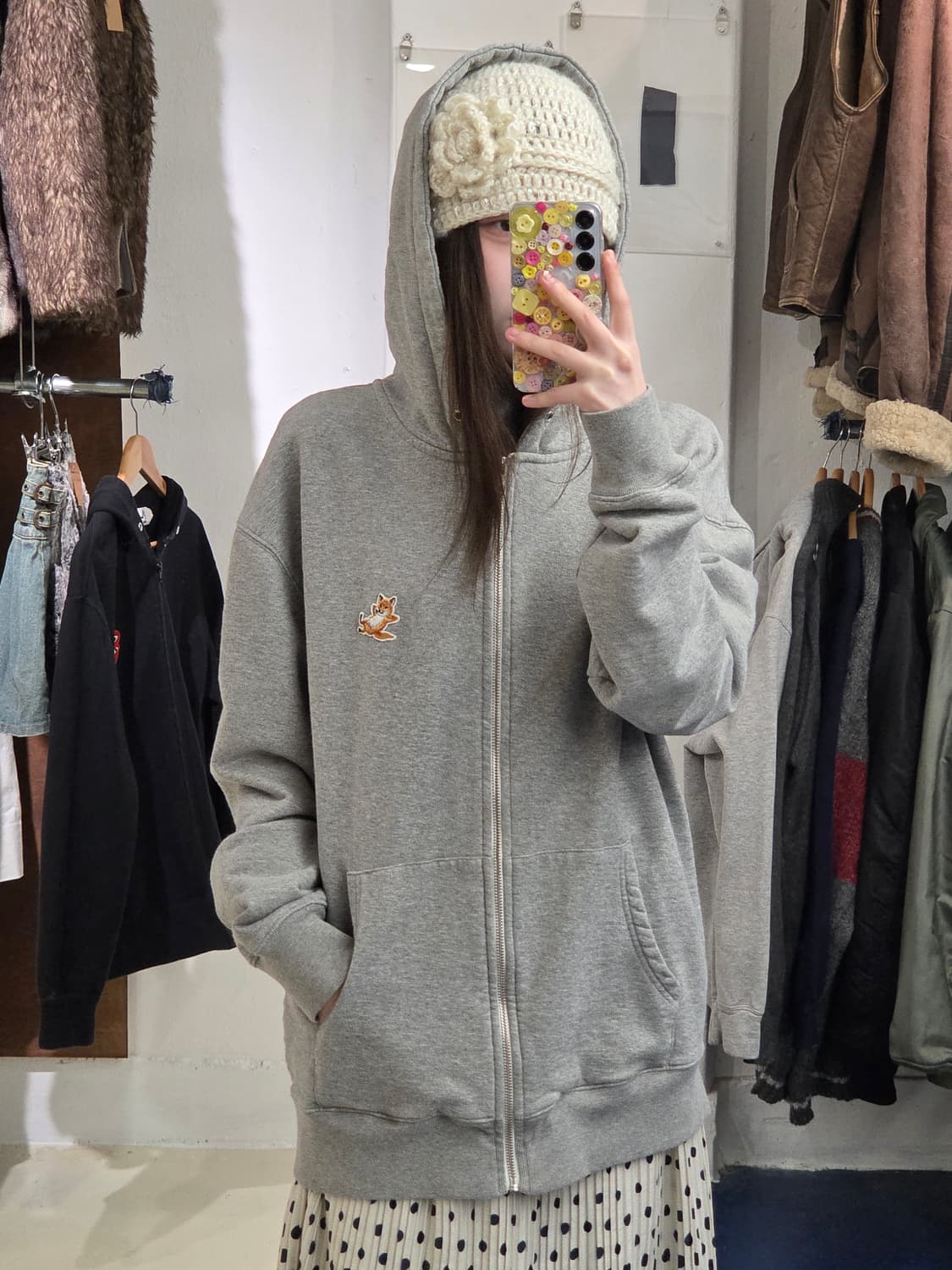 메종키츠네 그레이 폭스 후드집업 상품이미지1