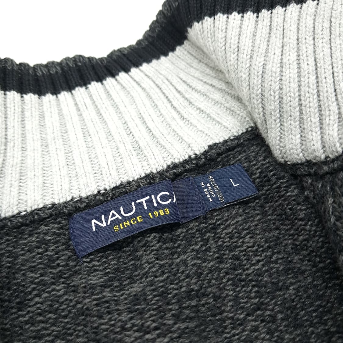 CN975 L 노티카 차콜그레이 하프버튼 긴팔 니트 스웨터 상품이미지4