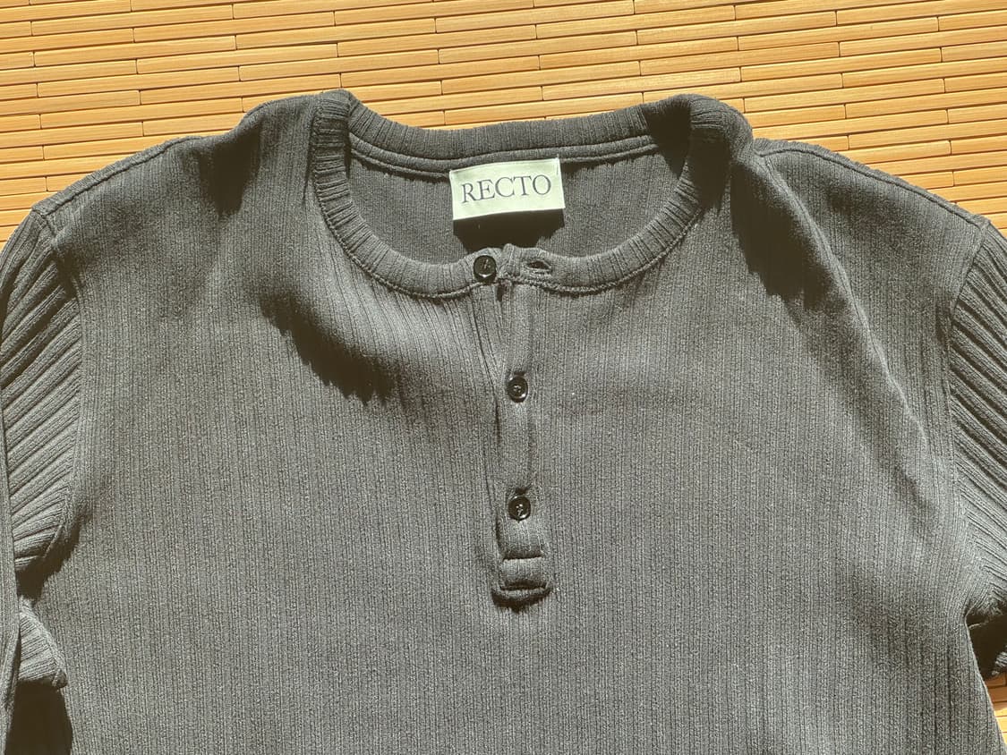 렉토 자카드 패치 헨리넥 블랙 L 상품이미지3