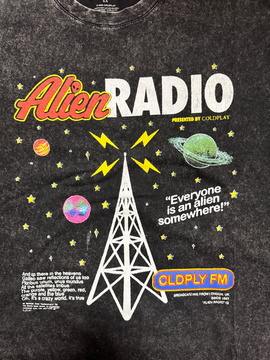 25년 콜드플레이 Alien Radio 밴드 티셔츠 상품이미지2