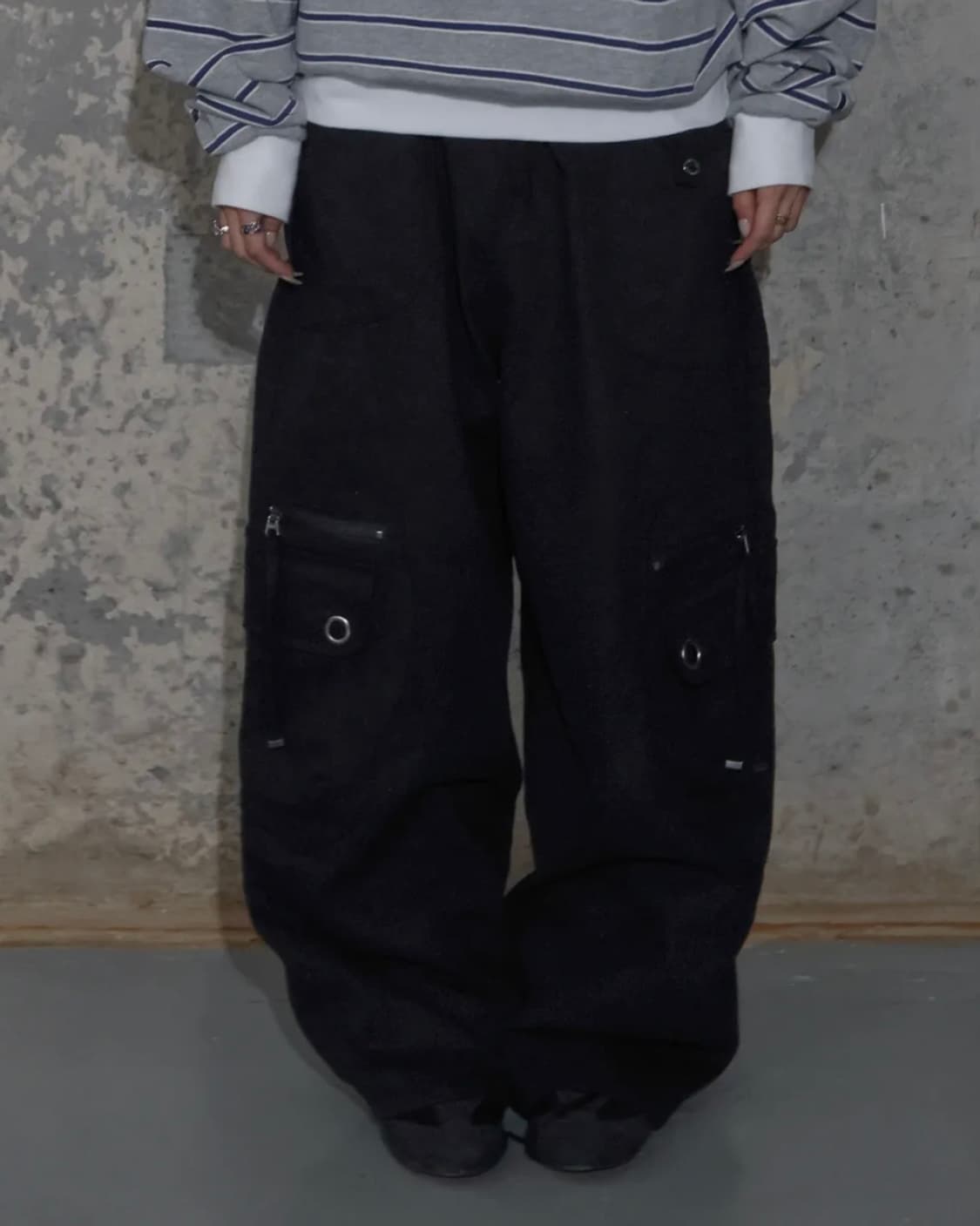 팬시클럽 크로스 포켓 카고 팬츠 (BLACK) F25ZD976 상품이미지2