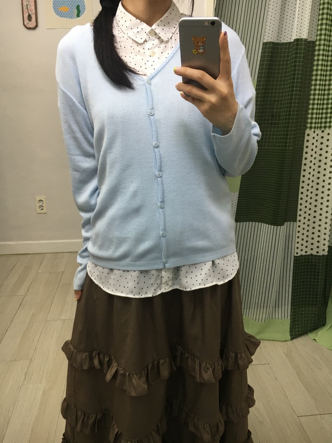 스카이블루 버튼 가디건 상품이미지2