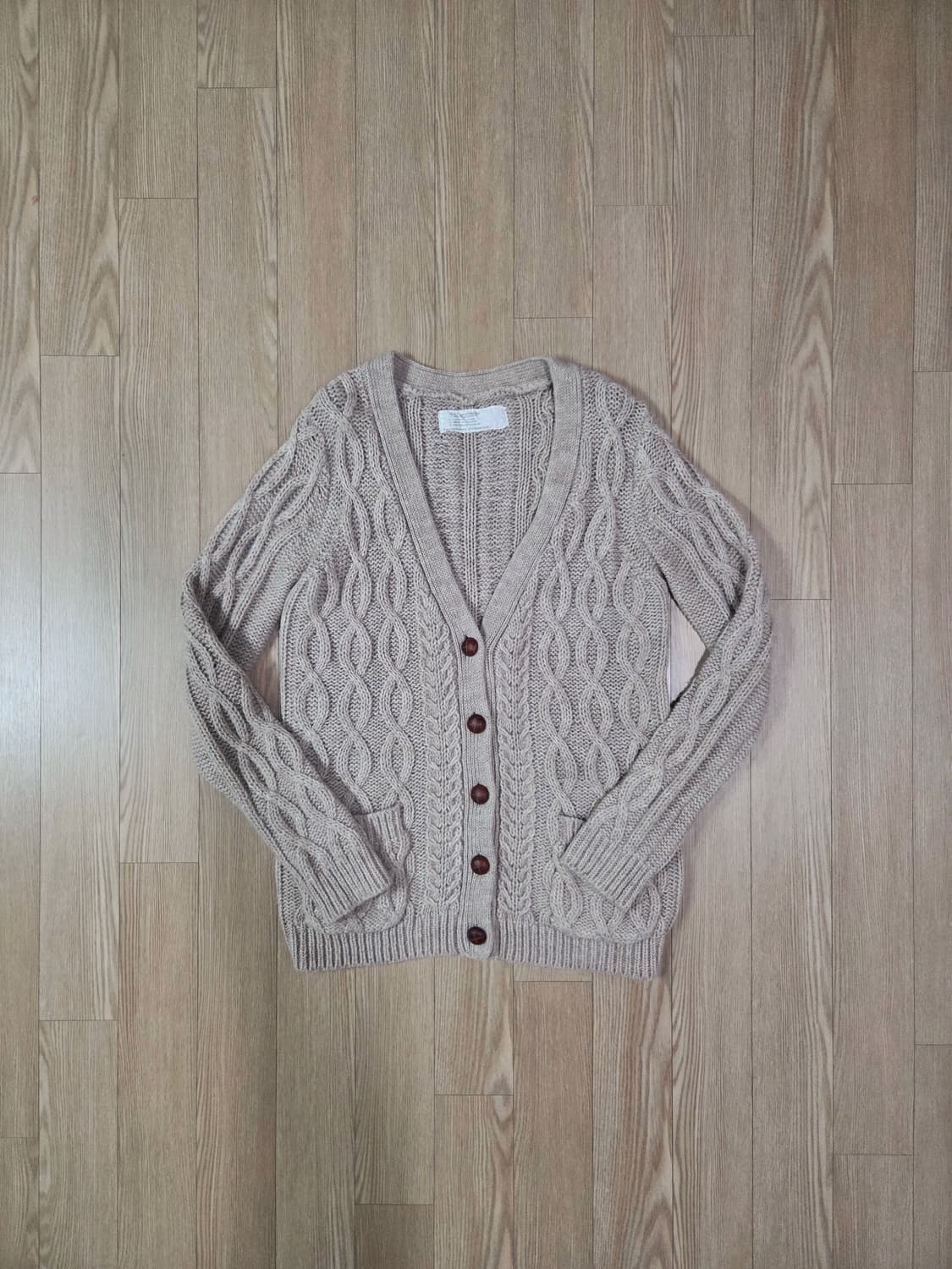 who's who Chico80s 복각베이지 짜임 카디건 상품이미지1