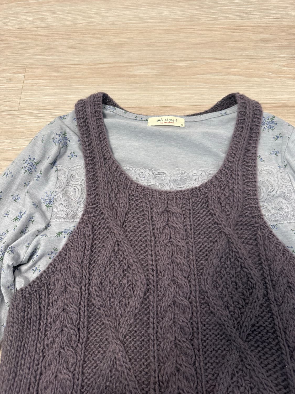 빈티지 모리걸 니트조끼 + 티셔츠 상품이미지2