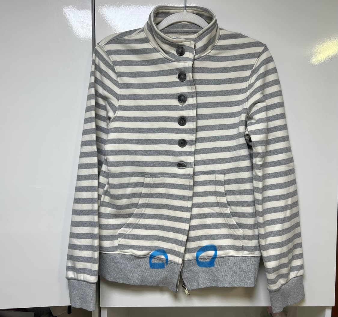 오피쉬 버튼 스트라이프 투웨이 집업 멜란지 상품이미지2