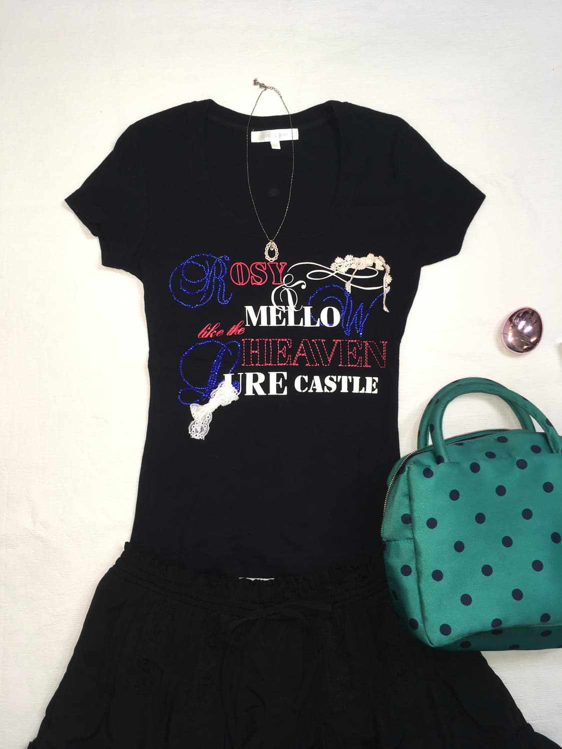 jpn vintage beads lace slim fit t shirt 상품이미지6