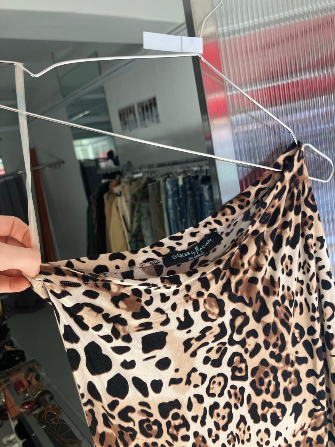 게스 호피 원숄더 드레스 상품이미지2