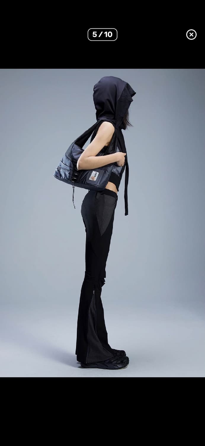 오호스 로우라이즈 니 디테일 팬츠 블랙 2(m) 상품이미지3