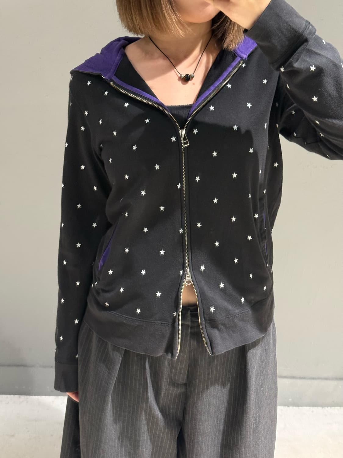 star pattern 2-way hood zip-up 상품이미지4