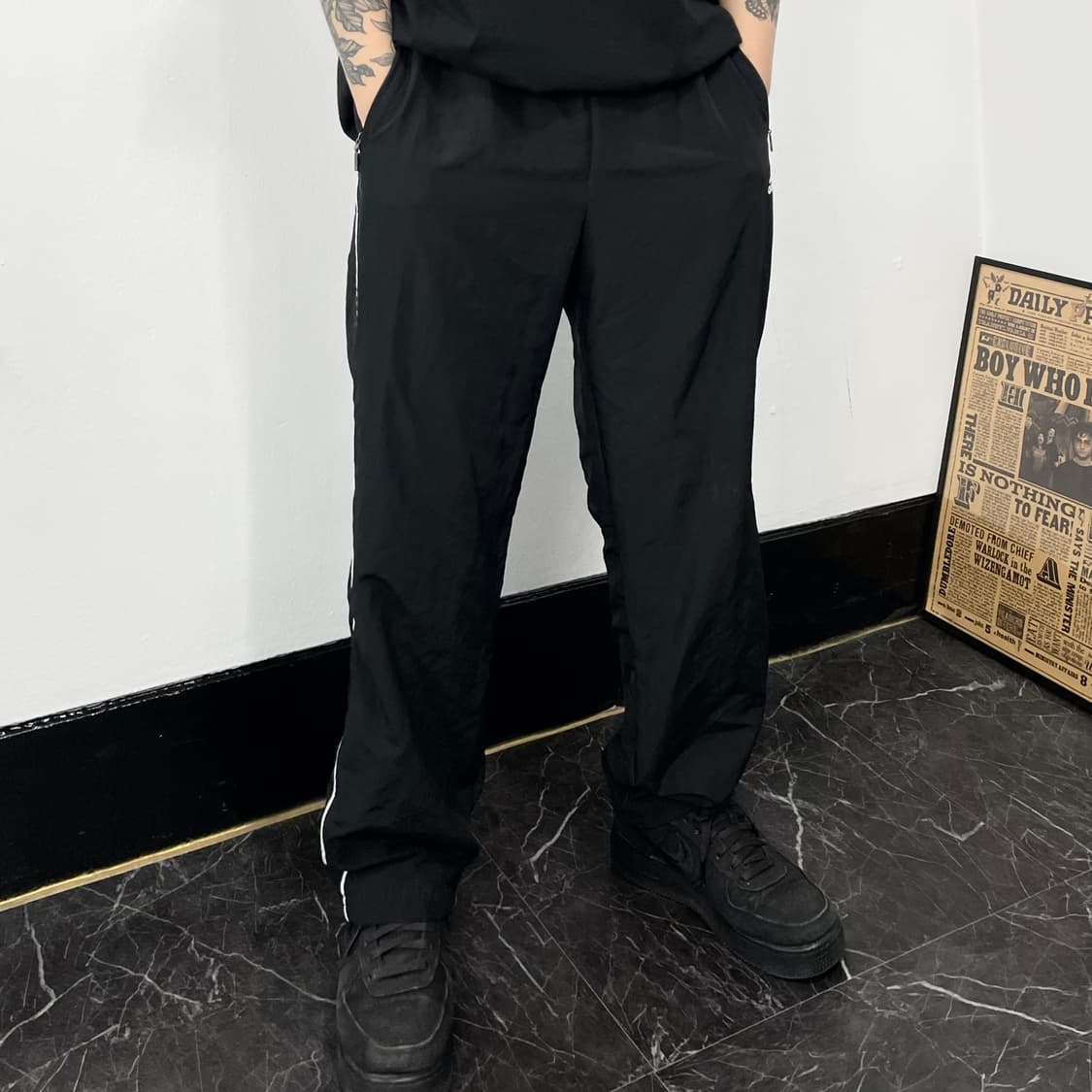 S 아디다스 파이핑 와이드 트랙팬츠 상품이미지2